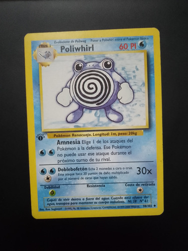 Carta Pokémon Poliwhirl 38/102 1st Español 38/102 Maxgamessm