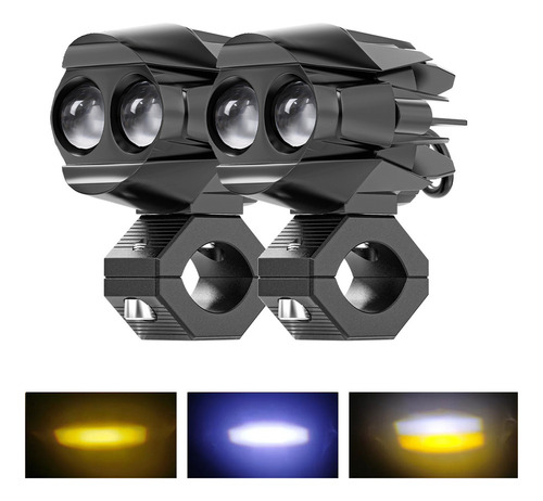 Par Faros Auxiliares Hi/lo Doble Color Moto Auto