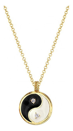 Collar Yin Yang Plata Fina Baño Oro 18 K + Caja Regalo