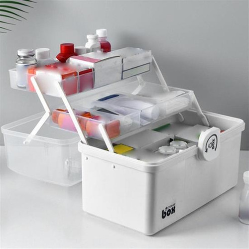 Botiquín De De Caja De Contenedores De Blanco De 3 Niveles