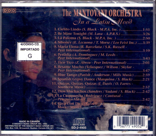 Mantovani - In A Latin Mood - Cd