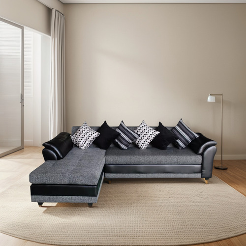 Sofá Cama Mustang De Felpa, 2 Cuerpos, Moderno, Negro