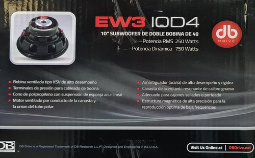 Subwoofer Euphoria Db Drive De 10 Doble Bobina Ew310d4