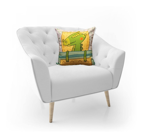 Imagen 2 de 2 de Cojín Decorativo Cocodrilo Soñador 40 Cm