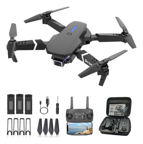 Drone Plegable Con Doble Cámara Video Fpv 1080p 3 Baterías E