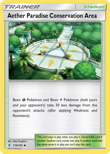 Pokemon Stadium Aether Paradise 116/145 Reverse Sun Gri (Usado)