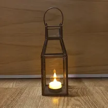 Comprar Fanal Portavela Estilo Vintage De Vidrio Y Cobre