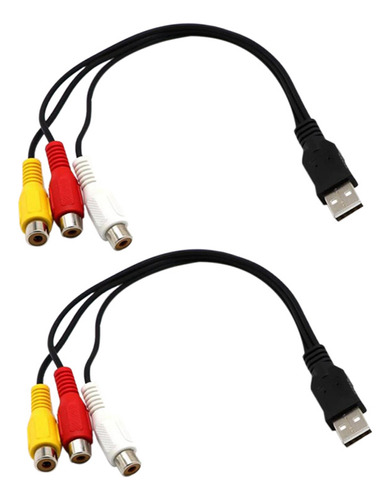 2 Cables Usb A 3rca, Usb Hembra A 3 Rca Rgb, Vídeo Av Compos