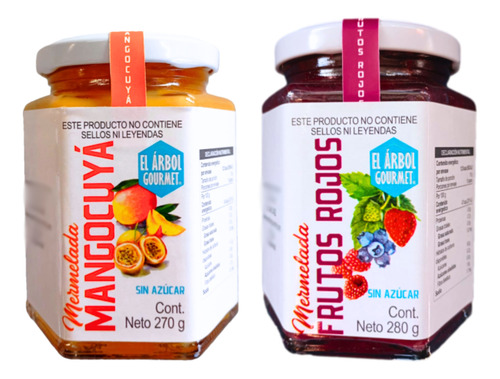 Pack 2 Mermeladas Sin Azúcar Mango Maracuyá Y Frutos Rojos