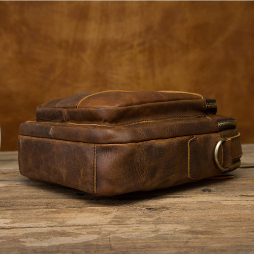 Leaokuu Bolso Bandolera De Cuero Crazy Horse Para Hombre, Ba