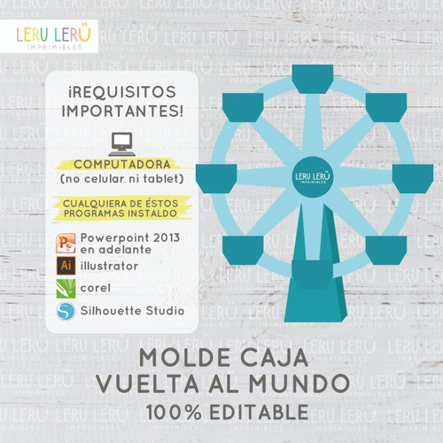 Kit Imprimible Molde Caja Vuelta Al Mundo (editable)