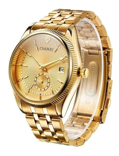 Relógio Feminino E Masculino Dourado Importado +frete Gratis