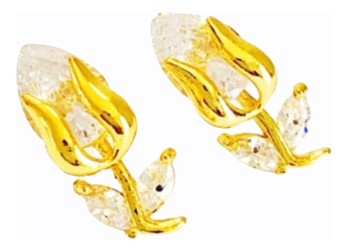 Aretes Flor Oro Lam. 18k Envío Gratis.