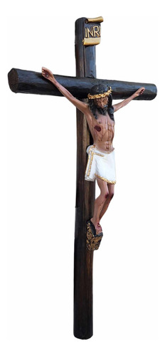 Crucifijo De Pared Con Cristo En Cruz De Madera 110 Cm