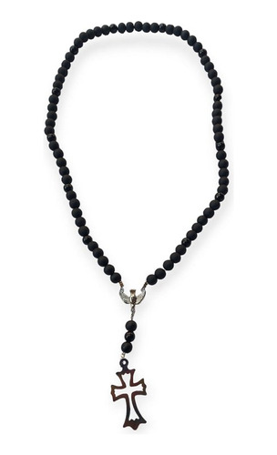 Collar De Hombre Negro Con Cruz Grande Moda Tendencia 