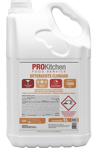  Detergente Clorado Concentrado 5l Prokitchen Audax Cozinhas