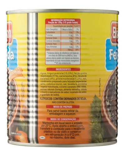 Kit C/6 Feijoada Pronta Bordon 830g