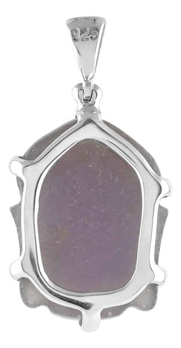 Dije Buda Calcedonia Morada En Plata De Ley Color Lavanda