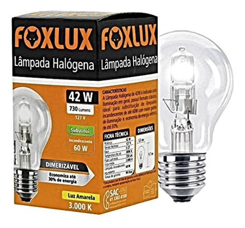 Lampada Halogena Classica 42w 220v Foxlux