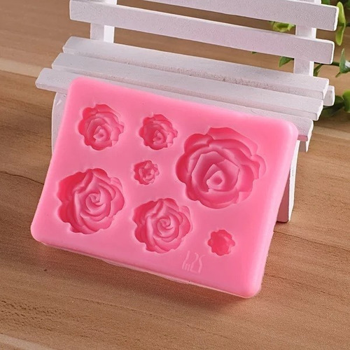 Imagen 5 de 7 de Molde Silicona Rosas X7 Repostería Porcelana Fondant