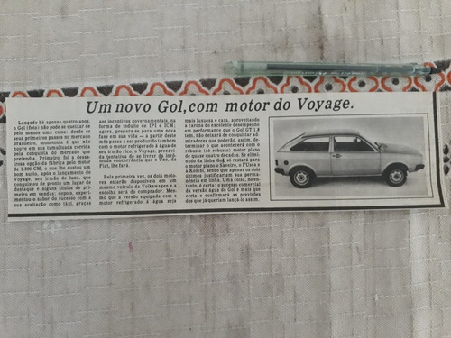 Recorte Jornal Matéria Novo Vw Gol Quadrado Com Motor Voyage