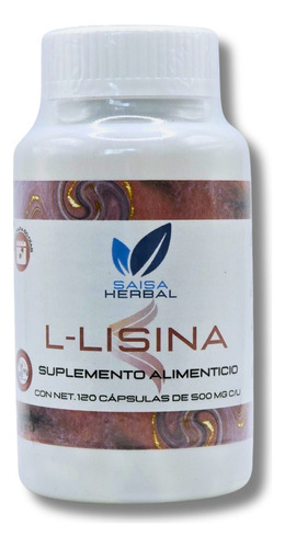 L-lisina 100% Pura 120 Cápsulas Saisa Herbal Sabor Sin Sabor