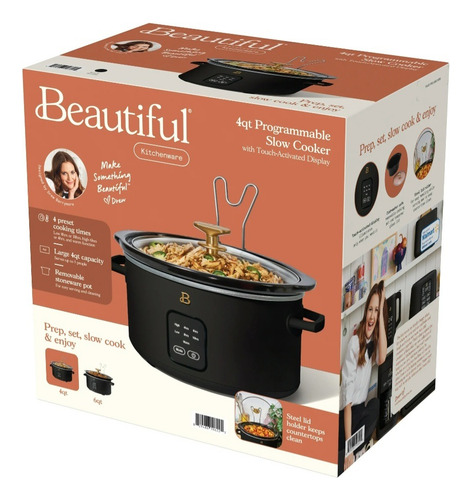 Olla Lenta Cocion Beautiful,programable,tactil,3.78lts Negro 100 Watts