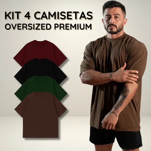 Kit 4 Camiseta Oversized Streetwear Unissex Básica Gola Alta