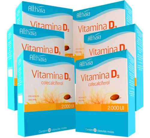 Vitamina D3 2.000 Ui 6 Caixas Com 30 Cáps Moles Cada Althaia Sabor Sem Sabor