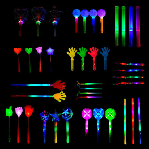 Imagen 2 de 10 de Pack 30 Varas Varitas Led Combo Cotillon Luminoso Fiesta