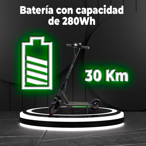 Patín Eléctrico Scooter Con Neumáticos Todo Terreno Color Negro