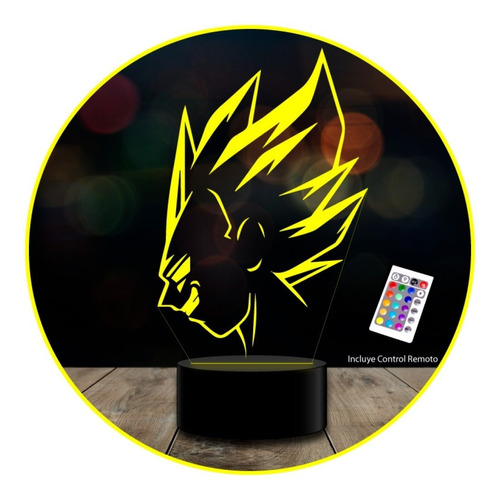 Lámpara 3d 7 Colores Vegeta Dragon Ball (estoykuku)