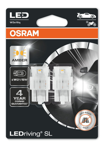 Kit 2 Lamparas Auto Stop-giro Ambar Osram Ledriving W21 5w