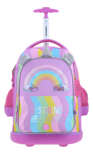 Mochila Grande De Ruedas Con Luz Led Happy Girl Iris Hg70407-c