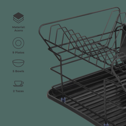 Escurridor Áncora De Platos Trastes Metal Negro