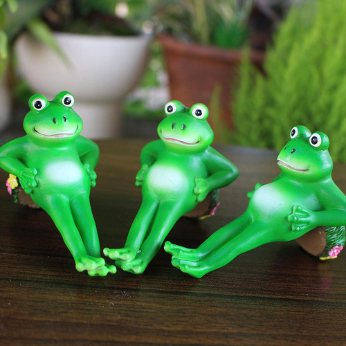 3x Figuras En Miniatura De Rana Adornos De Mesa De Mesa