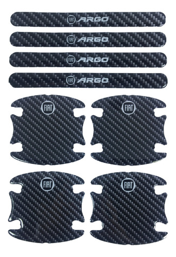 Kit Adesivo Argo Protetor Maçaneta Fibra De Carbono 3d