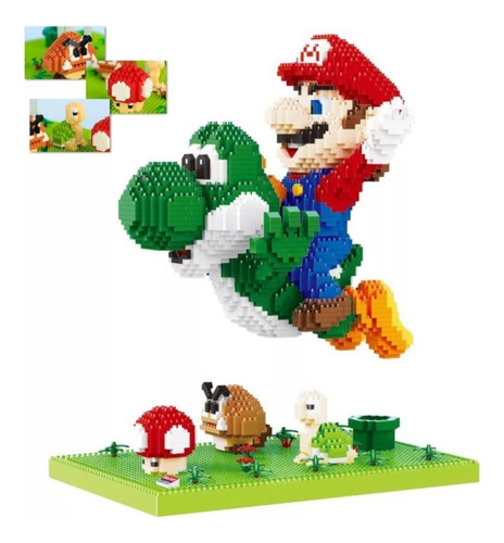 Figura Armable De Blocks Mario Bross Yoshi 3d Rompecabezas