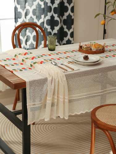 Mantel Rectangular De Lino Para Decoración Rústica