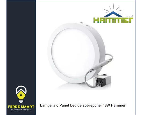 Lampara Led Panel Superficial Redondo 18w 6500k Luz Blanca