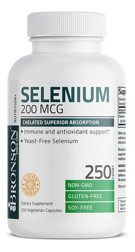 Selenio Selenium Chelated Quelato 200mcg Nolevadura Capsulas