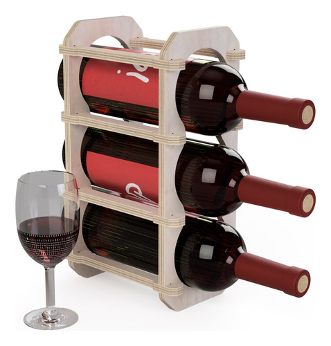 Cava Soporte Para Botellas De Vino Para 3 Botellas Madera