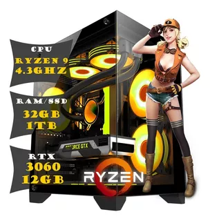 Pc Cpu Gamer Amd Ryzen 9 4.3ghz 32gb Ssd 1tb Rtx 3060 F-600w