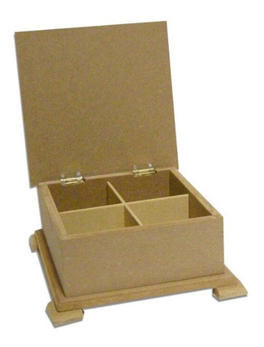 Caja Para Te De 4 Reparticiones De Pino De Mdf 6mms.