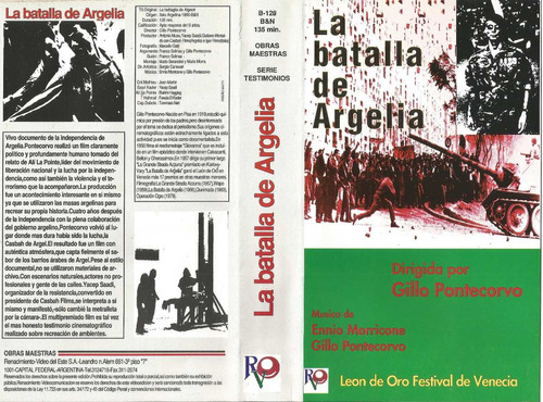 La Batalla De Argelia Vhs Gillo Pontecorvo Cine Testimonial