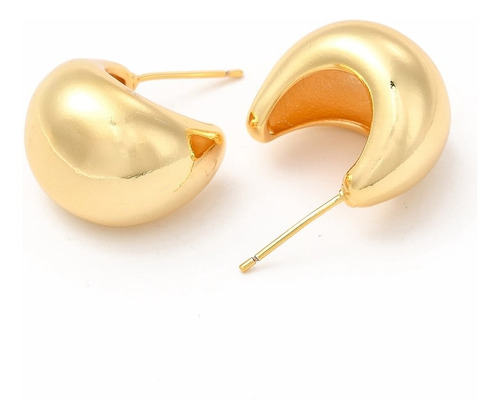 Aretes Aros Zarcillos Chunky Tipo C Baño Oro 18k Dama