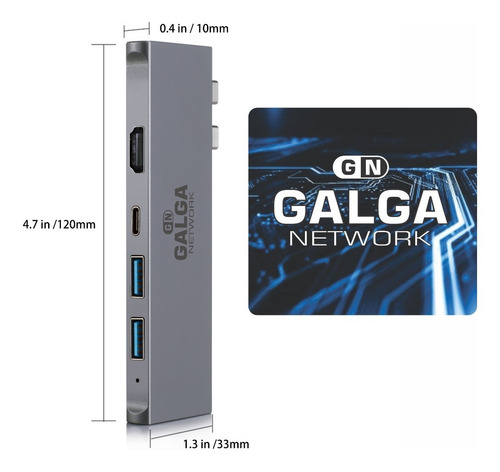 Imagen 9 de 10 de Hub Macbook Adaptador 7 - 2 Usb Tipo C Hdmi X2- Micro Sd Usb