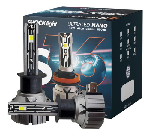 Kit Led H1 S16 Nano 6000k 12v 40w 4200lm Shock Light Oferta 