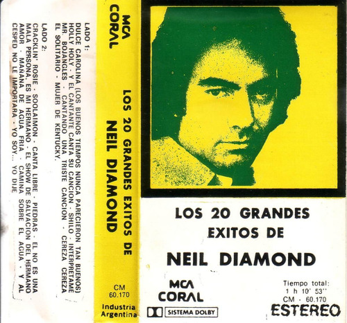 Neil Diamond Los 20 Grandes Exitos Cassette Mca Pvl