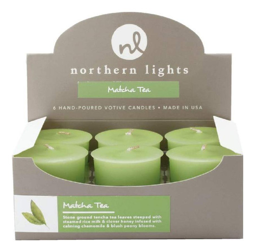 Northern Lights Juego Vela Votiva Caja Fragancia (te Matcha)